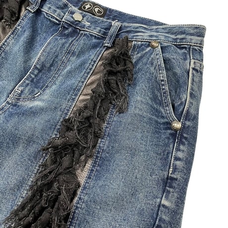 【THUG CLUB】MOHICAN LEATHER DENIM PANTS