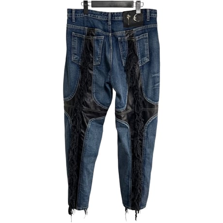 【THUG CLUB】MOHICAN LEATHER DENIM PANTS