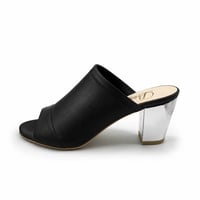 【サスティナブル】チャンキーヒールディープミュール L0228 BLACK 23.5cm