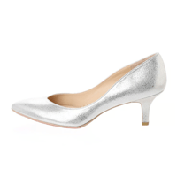 【サスティナブル】メタリッククラックパンプス L0139 SILVER 23.0cm