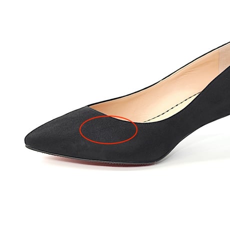 【サスティナブル】バイアスカットヒールパンプス L0203 BLACK/S 24.5cm