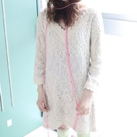 Lace pattern white dress