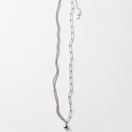 着けっぱなしOK、肌に優しいステンレス製　KNOT　ダブルチェーンボールネックレス