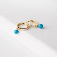 幸せのターコイズを小さなフープに　MARINA　シルバー925製ターコイズミニピアス