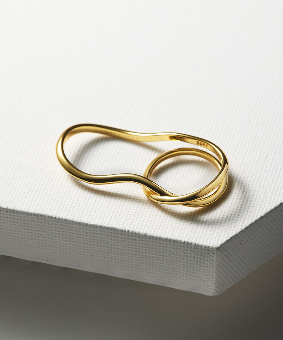 ダブルリング ミックスカラーダブルラインリング【over size ring collection