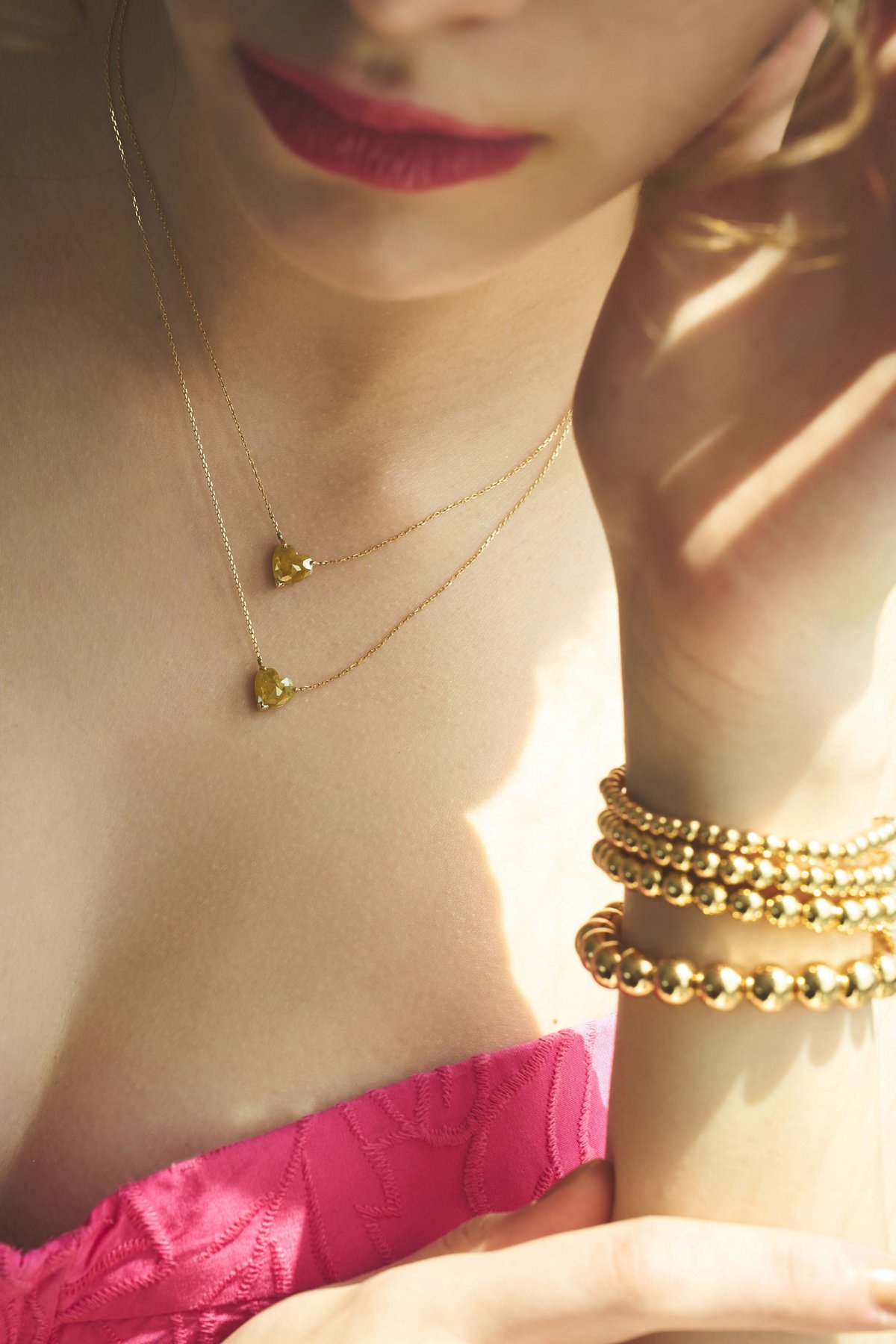 AARUSHI ハートイエローダイヤモンド1.3ct 10KYGネックレス