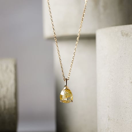 幸せのイエローダイヤモンド AARUSHI　ペアシェイプイエローダイヤモンド0.95ct　10KYGネックレス