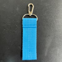 【限定】特注ネームキーホルダー100mm  布ライトブルー／標準カラー