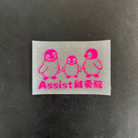 アイロンプリント　チーム名　assist鍼灸院-80mm  蛍光ピンク／特別カラー