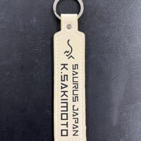 【限定】特注ネームキーホルダー100mm  合皮オフホワイト／ゴールド　標準カラー