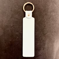 【限定】特注ネームキーホルダー100mm  合皮シルクホワイト／標準カラー