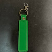 【限定】特注ネームキーホルダー100mm  合皮グリーン／標準カラー