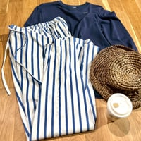 COTTON STRIPE REGULAR PANTS