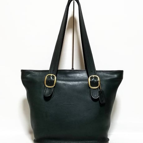 Vintage Coach Very Rare Zip Shopper Toto Green Leather Shoulder Bag Weekender Very Good Pre-owned