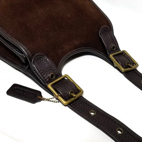 Excellent Vintage Coach Rare 9014 Crescent Berkeley Suede Saddle Bag Brown Leather Shoulder Bag