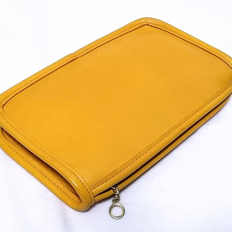 ⭐Set Sales  Great pre-owned  Vintage Coach  Yellow Leather Coin purse Wallet Key fob Key chain
