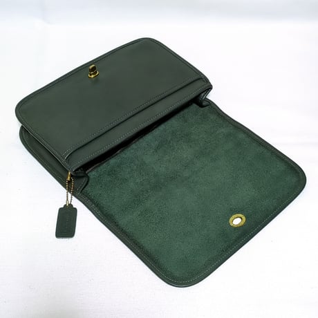 Unused! Vintage Coach  0033−008 Convertible Clatch Green Glove Tanned Leather Shoulder Bag  #9635