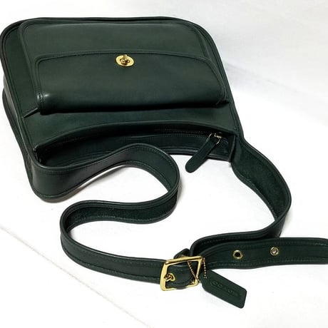 Excellent Vintage Coach Rare 9980 Taft Bag Bottle Green Glove Tanned Leather Crossbody