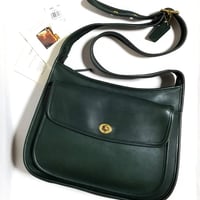 Excellent Vintage Coach Rare 9980 Taft Bag Bottle Green Glove Tanned Leather Crossbody