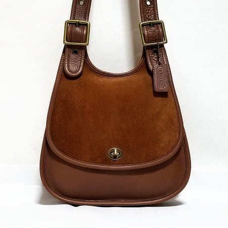 Excellent! Vintage Coach Rare 9014 Crescent Berkeley Suede Saddle Bag Brown Leather Shoulder Bag
