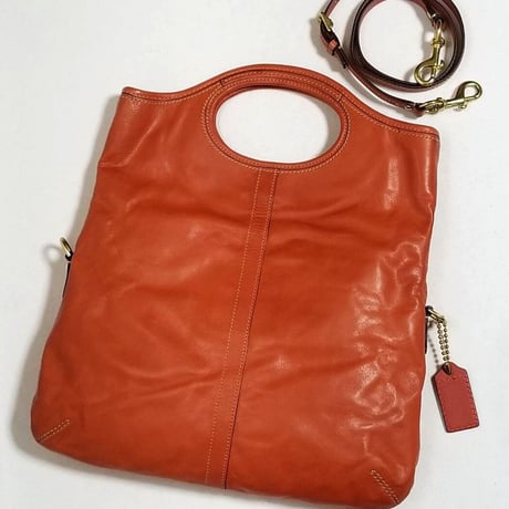 Excellent!  Vintage Coach  Rare 12250  Ergo Convertible Orange Leather 3way Tote Bag