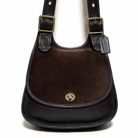 Excellent Vintage Coach Rare 9014 Crescent Berkeley Suede Saddle Bag Brown Leather Shoulder Bag