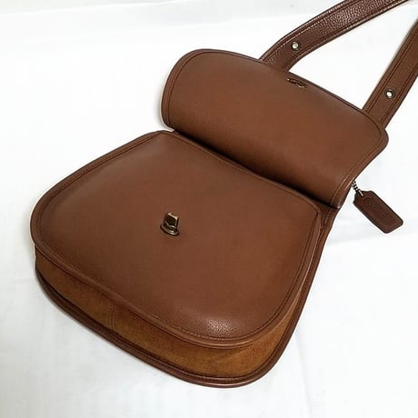 Excellent! Vintage Coach Rare 9014 Crescent Berkeley Suede Saddle Bag Brown Leather Shoulder Bag