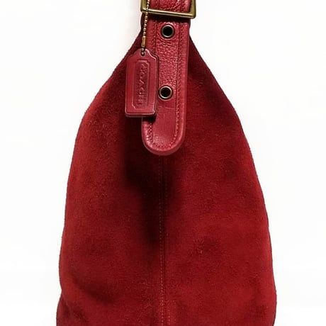 Vintage Coach Rare 9010 Berkeley Duffle Sac Red Reverse Suede Bucket Shoulder Bag Hobo