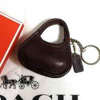Unused  Vintage Coach  Rare Mini Ergo  Mahogany Leather  Key fob  Key ring  Key chain