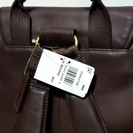 New Unused!  Vintage Coach Very Rare 0547 Flap Backpack Mahogany Glove Tanned Leather Travel