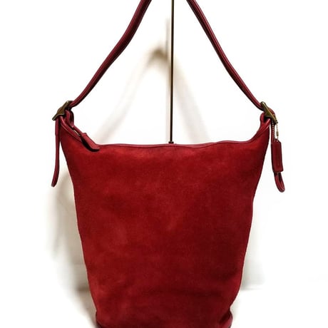 Vintage Coach Rare 9010 Berkeley Duffle Sac Red Reverse Suede Bucket Shoulder Bag Hobo
