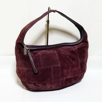 Excellent! Vintage Coach Very Rare 9230 Ergo Burgundy Suede Zip Round Hobo Patchwork Shoulder Bag