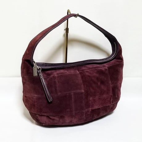 Excellent! Vintage Coach Very Rare 9230 Ergo Burgundy Suede Zip Round Hobo Patchwork Shoulder Bag
