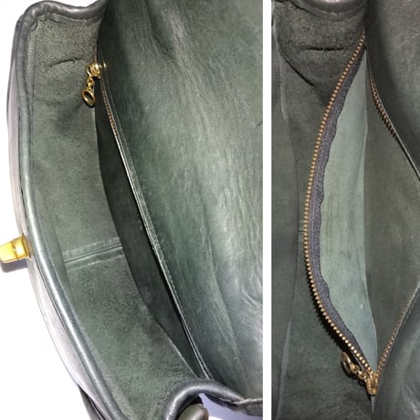 Vintage Coach Rare “Small” Plaza #9860 Green Leather 2way Crossbody Shoulder bag
