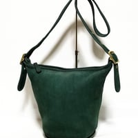 ② Vintage Coach Rare 4952 Daffle Bag Green Nubac Leather Sonoma Collection Crossbody Good pre-owned