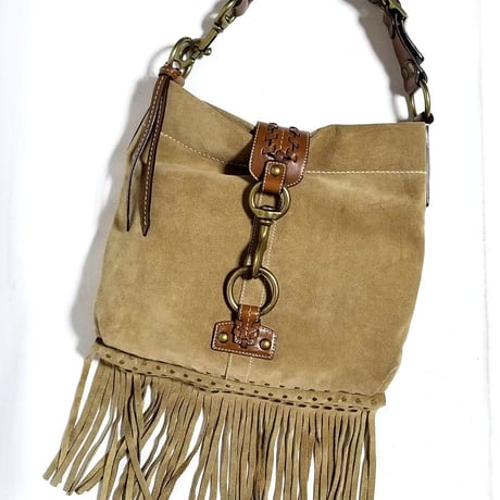 Excellent!  Vintage Coach  Very Rare 10401 Fringe Duffle Medium Hobo Suede Shoulder Bag