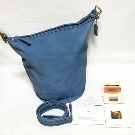 Vintage Coach Rare 4950 XL Duffle Sac Sonoma Collection Blue Nubuck Leather Bucket Bag #9085