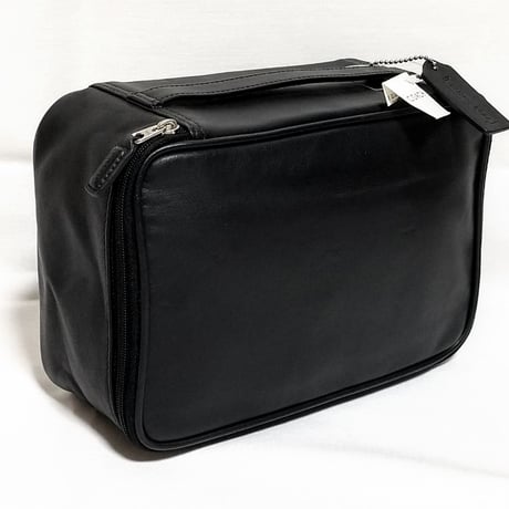 New Unused! Vintage Coach 4021 Zip Around Travel Bag Black Leather Pouch Cosmetic Travel