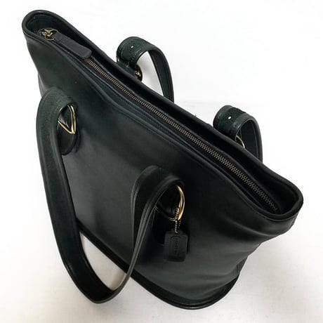 Vintage Coach Very Rare Zip Shopper Toto Green Leather Shoulder Bag Weekender Very Good Pre-owned