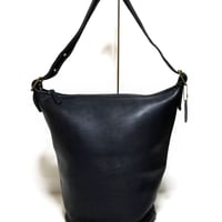 Vintage Coach Very Rare 0359−003 Duffle Sac Talon Zipper Black Leather Shoulder Bag Great pre-owned