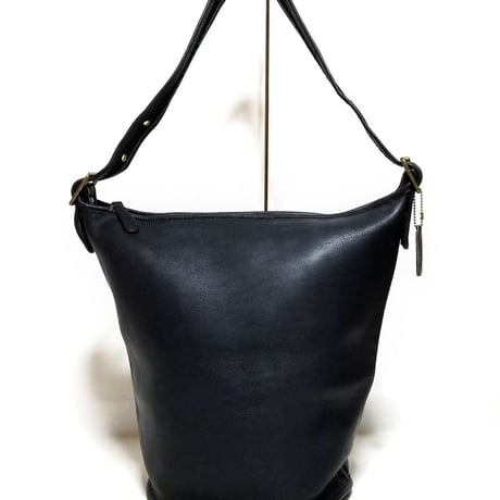 Vintage Coach Very Rare 0359−003 Duffle Sac Talon Zipper Black Leather Shoulder Bag Great pre-owned