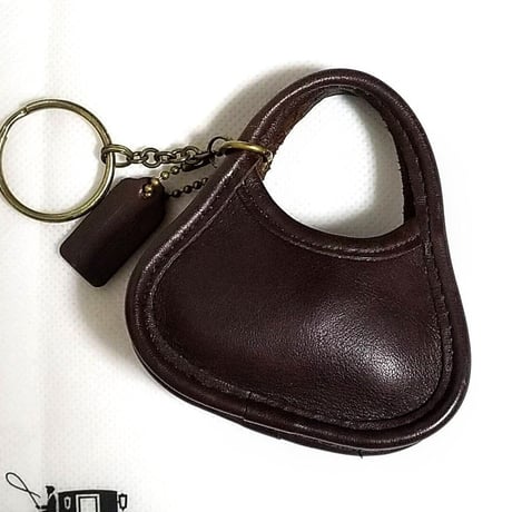 Unused  Vintage Coach  Rare Mini Ergo  Mahogany Leather  Key fob  Key ring  Key chain