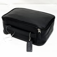 New Unused! Vintage Coach 4021 Zip Around Travel Bag Black Leather Pouch Cosmetic Travel