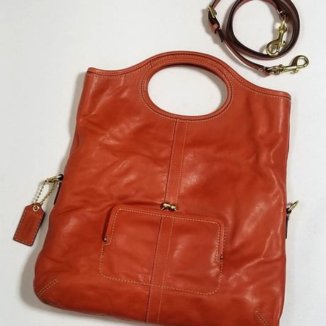 Excellent!  Vintage Coach  Rare 12250  Ergo Convertible Orange Leather 3way Tote Bag
