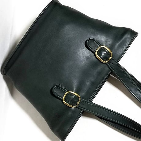 Vintage Coach Very Rare Zip Shopper Toto Green Leather Shoulder Bag Weekender Very Good Pre-owned