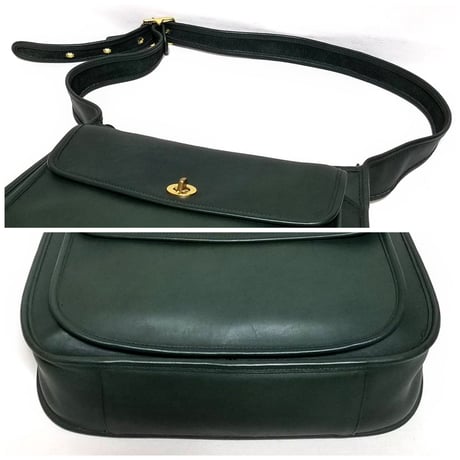 Excellent Vintage Coach Rare 9980 Taft Bag Bottle Green Glove Tanned Leather Crossbody