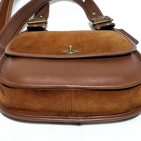 Excellent! Vintage Coach Rare 9014 Crescent Berkeley Suede Saddle Bag Brown Leather Shoulder Bag