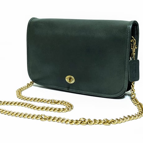 Unused! Vintage Coach  0033−008 Convertible Clatch Green Glove Tanned Leather Shoulder Bag  #9635