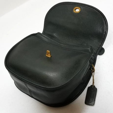 Vintage Coach Rare “Small” Plaza #9860 Green Leather 2way Crossbody Shoulder bag