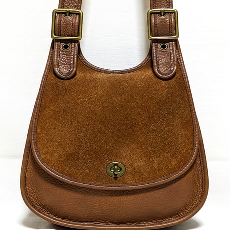 Great!  Vintage Coach Rare 9014 Crescent Berkeley Suede Saddle Bag Russet Brown Leather Shoulder Bag